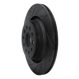 Maserati LeVante Brake Rotor (1) - Rear Left - R1 Concepts - Drilled & Slotted - Black - `17-`24